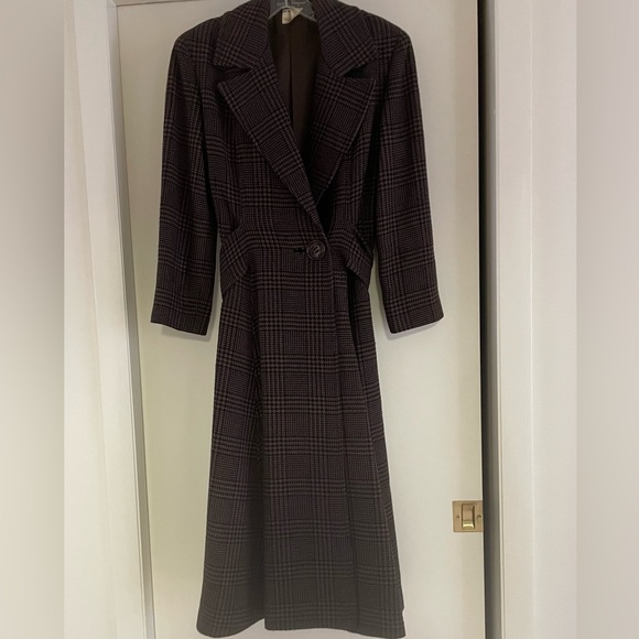 Salvatore Ferragamo Houndstooth Long Wool Italian Coat size XS - Picture 2 of 11